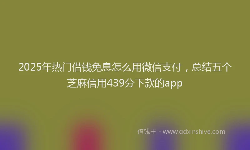 2025年热门借钱免息怎么用微信支付，总结五个芝麻信用439分下款的app