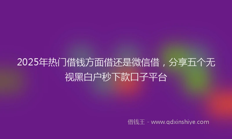 2025年热门借钱方面借还是微信借，分享五个无视黑白户秒下款口子平台