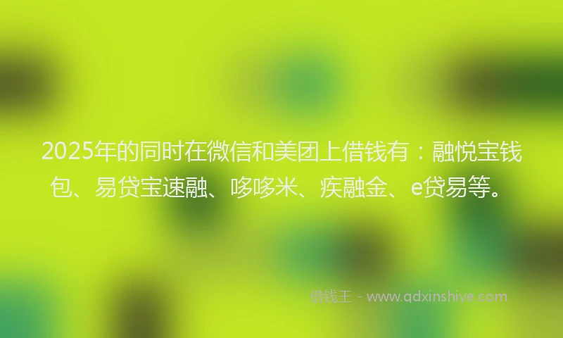 2025年的同时在微信和美团上借钱有：融悦宝钱包、易贷宝速融、哆哆米、疾融金、e贷易等。