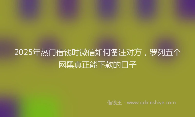 2025年热门借钱时微信如何备注对方，罗列五个网黑真正能下款的口子
