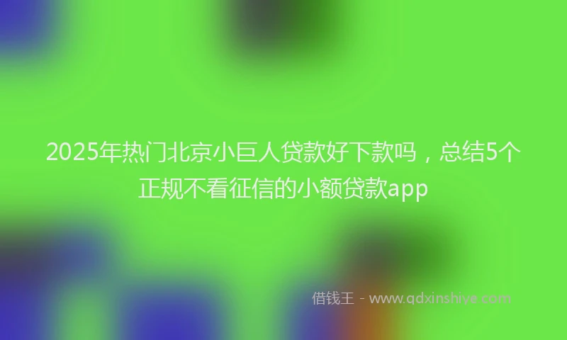 2025年热门北京小巨人贷款好下款吗，总结5个正规不看征信的小额贷款app