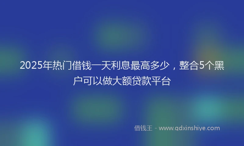 2025年热门借钱一天利息最高多少，整合5个黑户可以做大额贷款平台