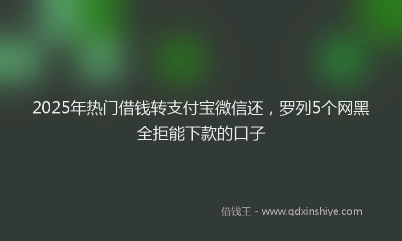 2025年热门借钱转支付宝微信还，罗列5个网黑全拒能下款的口子