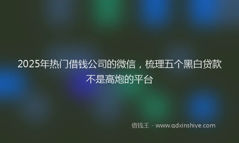 2025年热门借钱公司的微信，梳理五个黑白贷款不是高炮的平台
