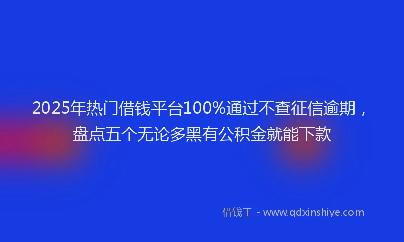 2025年热门借钱平台100%通过不查征信逾期，盘点五个无论多黑有公积金就能下款