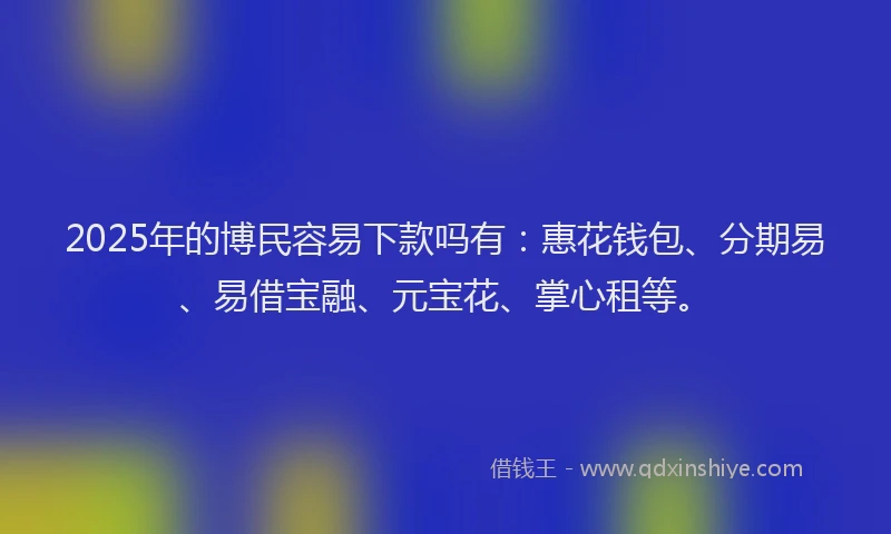 2025年的博民容易下款吗有：惠花钱包、分期易、易借宝融、元宝花、掌心租等。