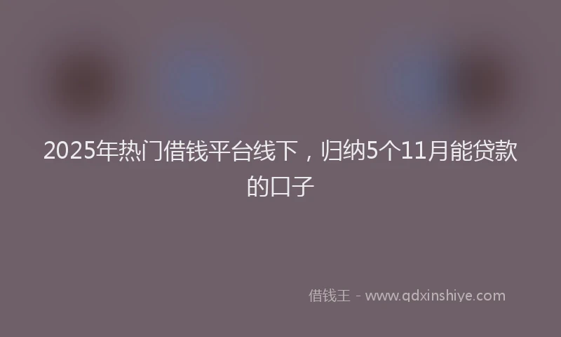2025年热门借钱平台线下，归纳5个11月能贷款的口子