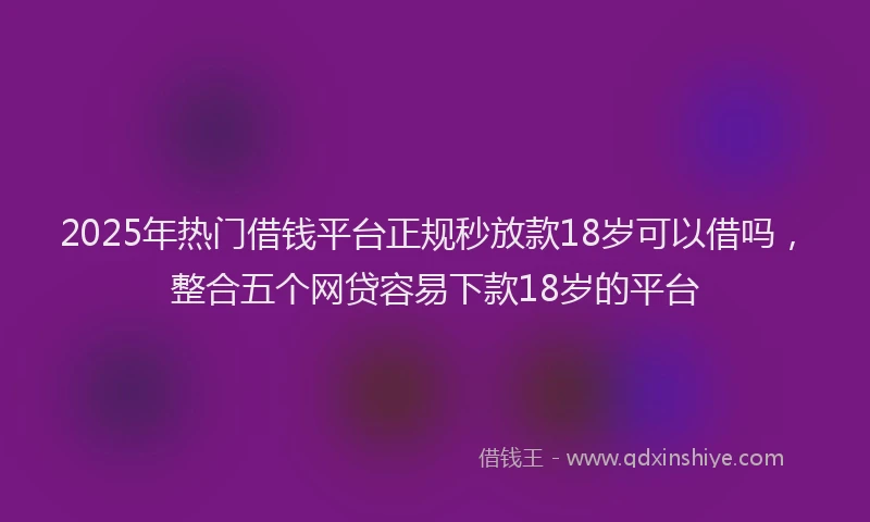 2025年热门借钱平台正规秒放款18岁可以借吗，整合五个网贷容易下款18岁的平台