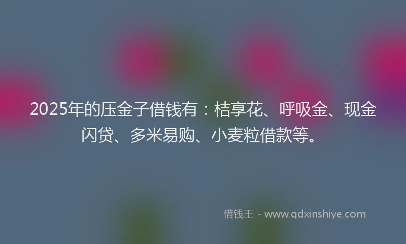 2025年的压金子借钱有：桔享花、呼吸金、现金闪贷、多米易购、小麦粒借款等。