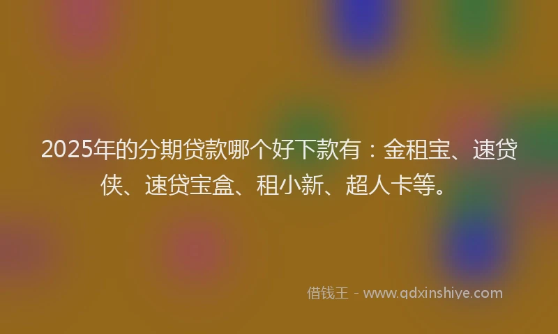 2025年的分期贷款哪个好下款有：金租宝、速贷侠、速贷宝盒、租小新、超人卡等。