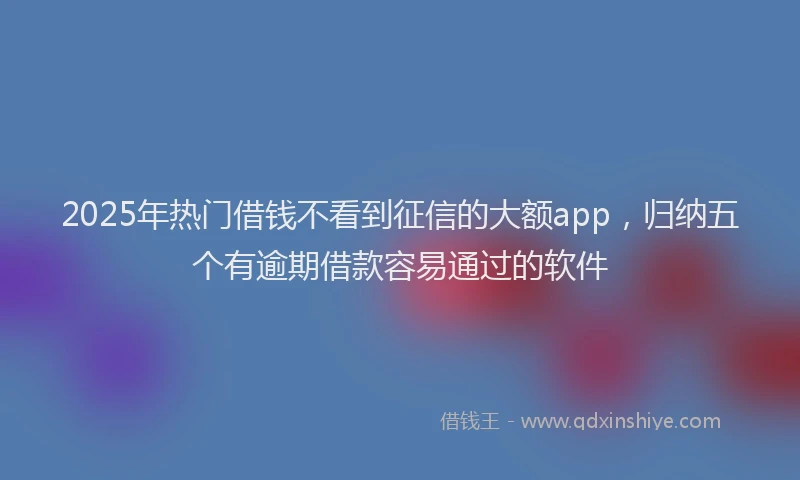 2025年热门借钱不看到征信的大额app，归纳五个有逾期借款容易通过的软件