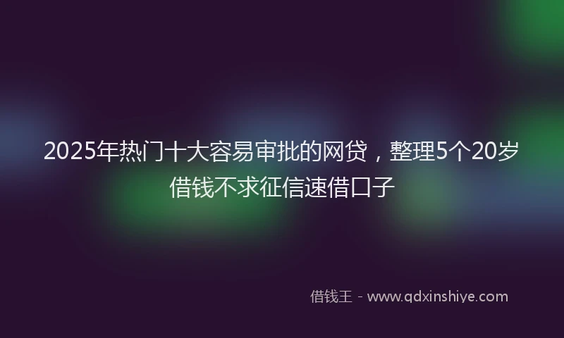 2025年热门十大容易审批的网贷，整理5个20岁借钱不求征信速借口子