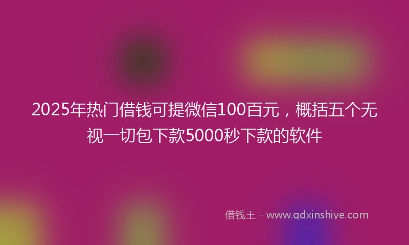 2025年热门借钱可提微信100百元，概括五个无视一切包下款5000秒下款的软件