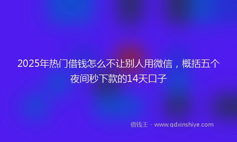 2025年热门借钱怎么不让别人用微信，概括五个夜间秒下款的14天口子