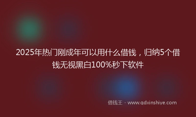 2025年热门刚成年可以用什么借钱，归纳5个借钱无视黑白100%秒下软件