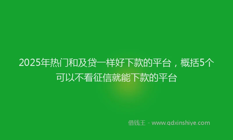2025年热门和及贷一样好下款的平台，概括5个可以不看征信就能下款的平台