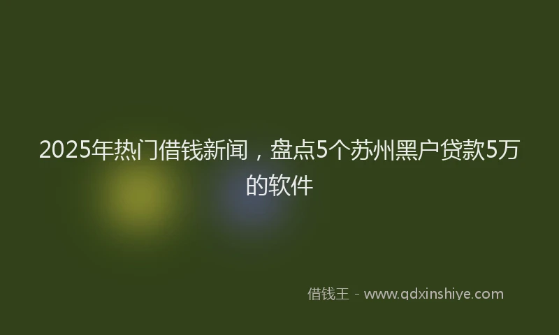 2025年热门借钱新闻，盘点5个苏州黑户贷款5万的软件