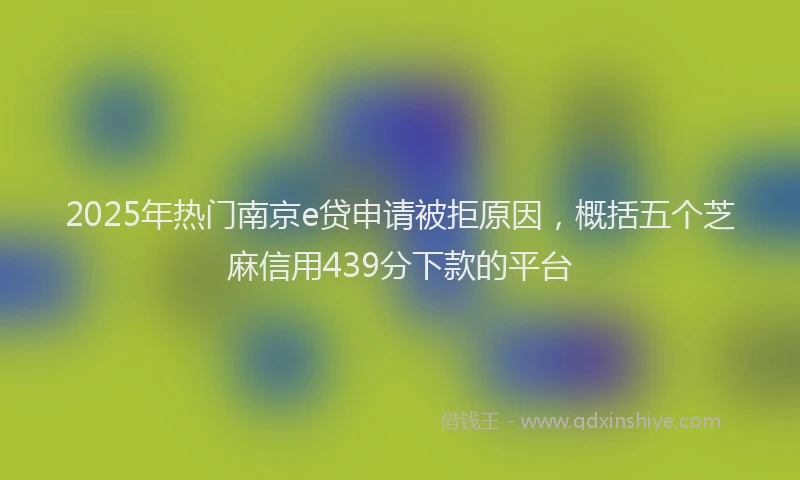 2025年热门南京e贷申请被拒原因，概括五个芝麻信用439分下款的平台