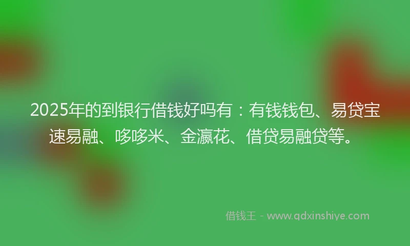 2025年的到银行借钱好吗有：有钱钱包、易贷宝速易融、哆哆米、金瀛花、借贷易融贷等。