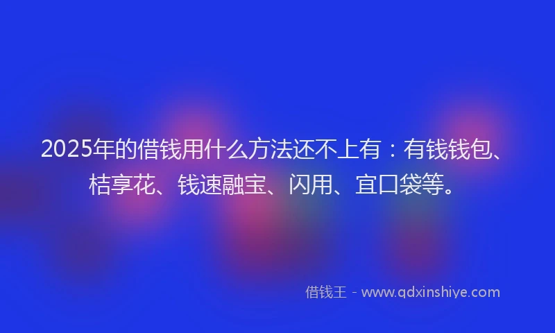 2025年的借钱用什么方法还不上有：有钱钱包、桔享花、钱速融宝、闪用、宜口袋等。