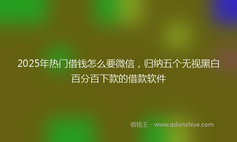 2025年热门借钱怎么要微信，归纳五个无视黑白百分百下款的借款软件