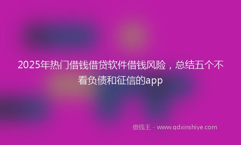 2025年热门借钱借贷软件借钱风险，总结五个不看负债和征信的app