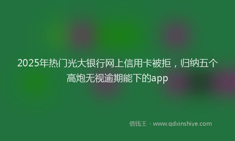 2025年热门光大银行网上信用卡被拒，归纳五个高炮无视逾期能下的app