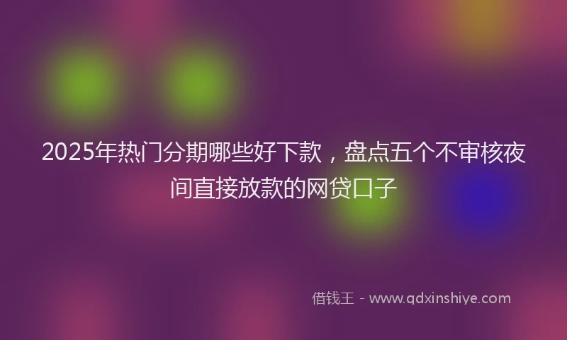 2025年热门分期哪些好下款，盘点五个不审核夜间直接放款的网贷口子