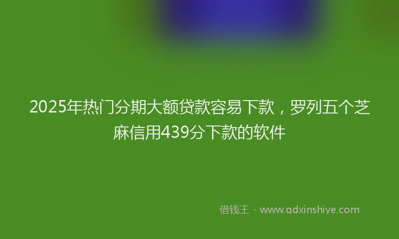 2025年热门分期大额贷款容易下款，罗列五个芝麻信用439分下款的软件