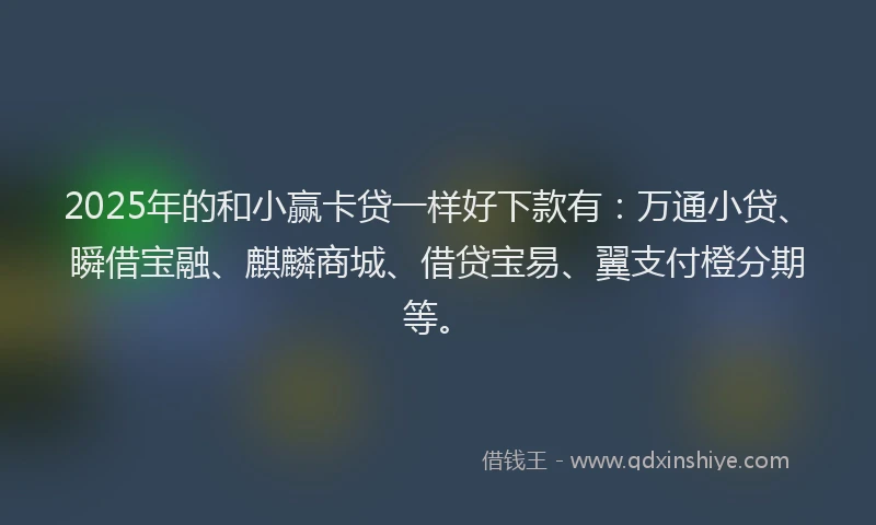 2025年的和小赢卡贷一样好下款有：万通小贷、瞬借宝融、麒麟商城、借贷宝易、翼支付橙分期等。