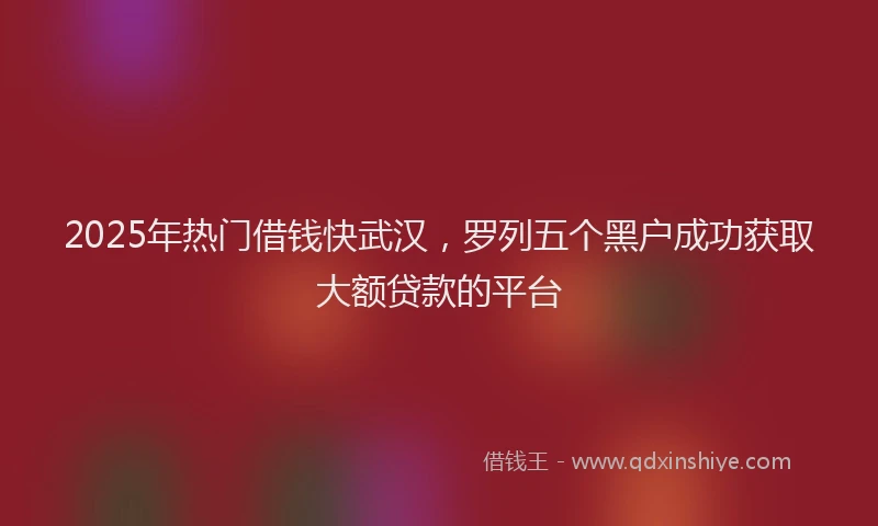 2025年热门借钱快武汉，罗列五个黑户成功获取大额贷款的平台
