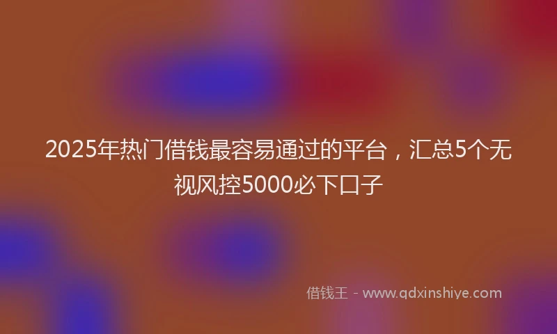 2025年热门借钱最容易通过的平台，汇总5个无视风控5000必下口子
