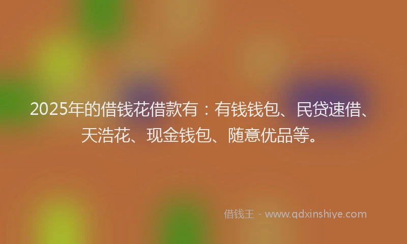 2025年的借钱花借款有：有钱钱包、民贷速借、天浩花、现金钱包、随意优品等。