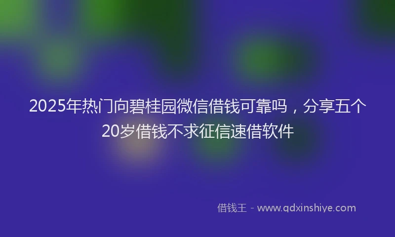2025年热门向碧桂园微信借钱可靠吗，分享五个20岁借钱不求征信速借软件