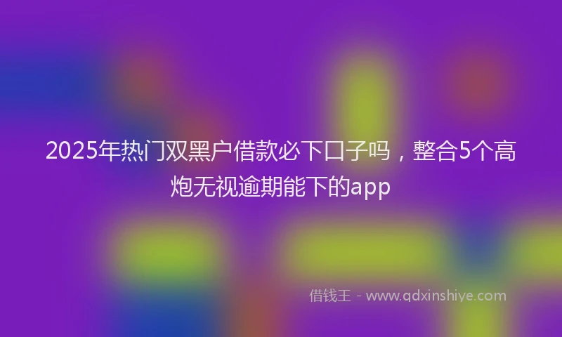 2025年热门双黑户借款必下口子吗，整合5个高炮无视逾期能下的app