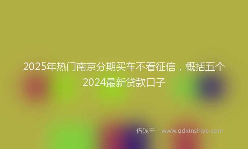 2025年热门南京分期买车不看征信,概括五个2024最新贷款口子