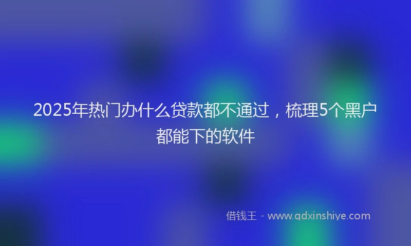 2025年热门办什么贷款都不通过，梳理5个黑户都能下的软件