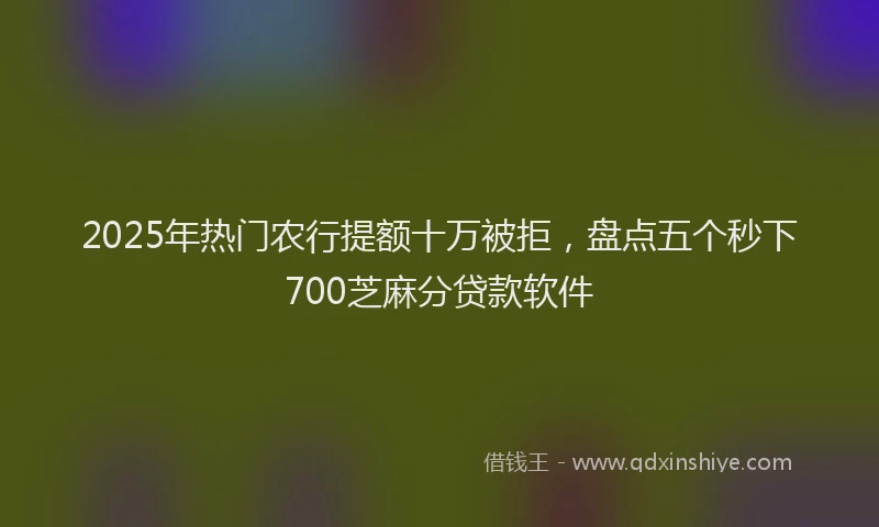 2025年热门农行提额十万被拒，盘点五个秒下700芝麻分贷款软件