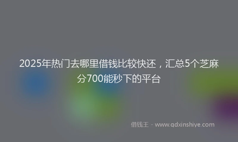 2025年热门去哪里借钱比较快还，汇总5个芝麻分700能秒下的平台