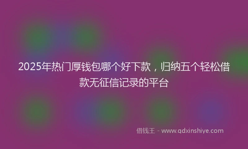 2025年热门厚钱包哪个好下款，归纳五个轻松借款无征信记录的平台