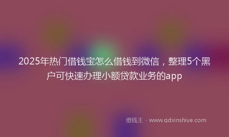2025年热门借钱宝怎么借钱到微信，整理5个黑户可快速办理小额贷款业务的app