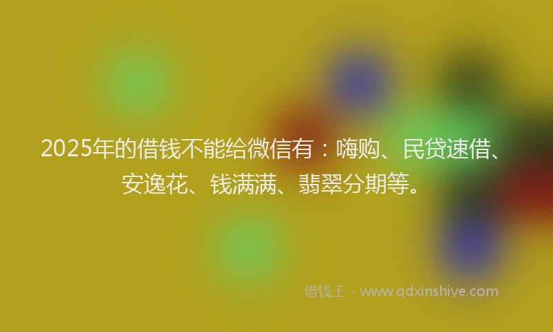2025年的借钱不能给微信有：嗨购、民贷速借、安逸花、钱满满、翡翠分期等。