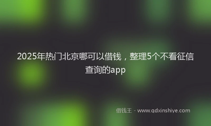 2025年热门北京哪可以借钱，整理5个不看征信查询的app