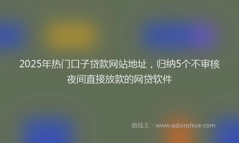 2025年热门口子贷款网站地址，归纳5个不审核夜间直接放款的网贷软件
