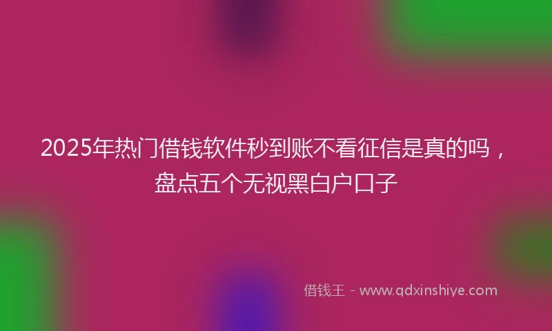 2025年热门借钱软件秒到账不看征信是真的吗，盘点五个无视黑白户口子