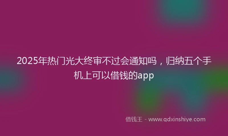 2025年热门光大终审不过会通知吗，归纳五个手机上可以借钱的app