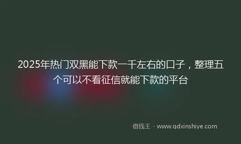 2025年热门双黑能下款一千左右的口子，整理五个可以不看征信就能下款的平台