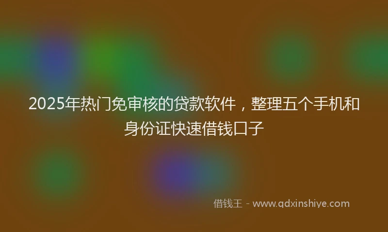 2025年热门免审核的贷款软件，整理五个手机和身份证快速借钱口子
