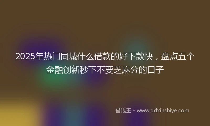 2025年热门同城什么借款的好下款快，盘点五个金融创新秒下不要芝麻分的口子