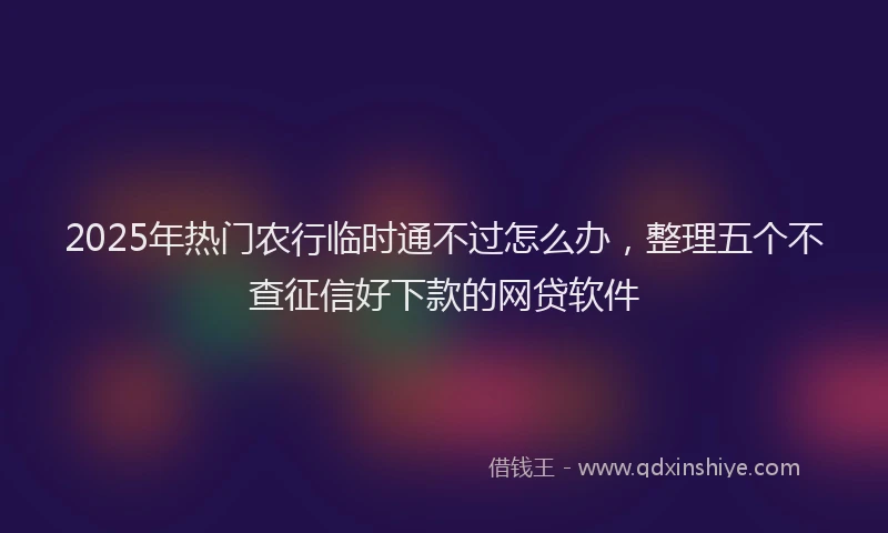2025年热门农行临时通不过怎么办，整理五个不查征信好下款的网贷软件